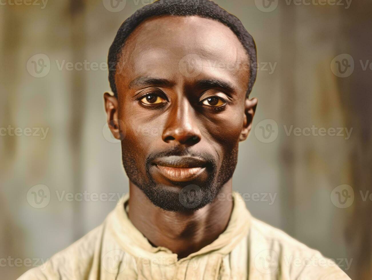 africano americano hombre desde el temprano 1900 de colores antiguo foto ai generativo