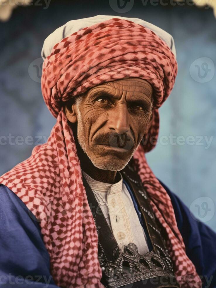 Arabian man from the early 1900s colored old photo AI Generative