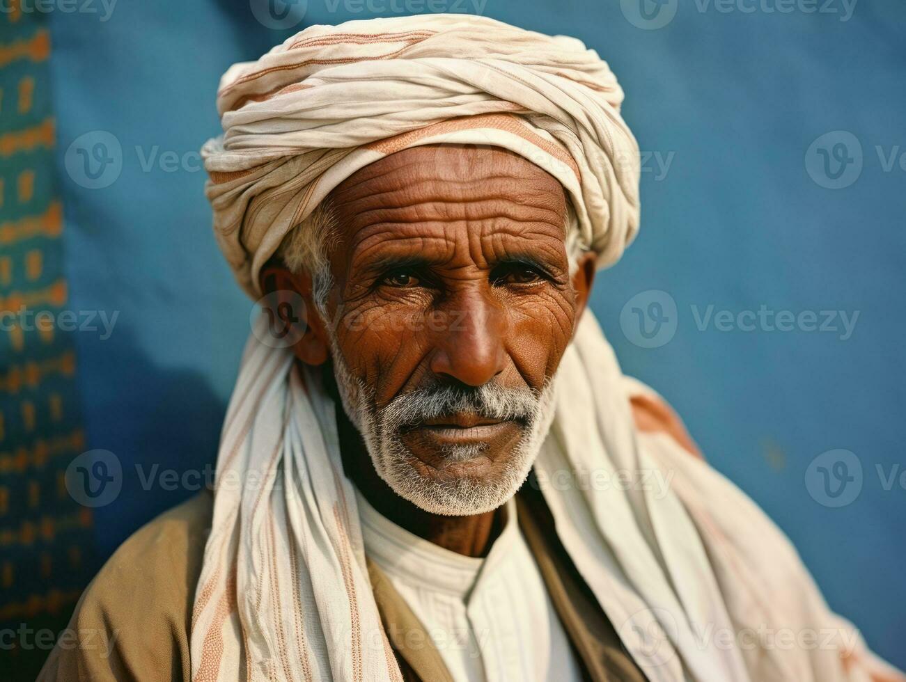 Arabian man from the early 1900s colored old photo AI Generative