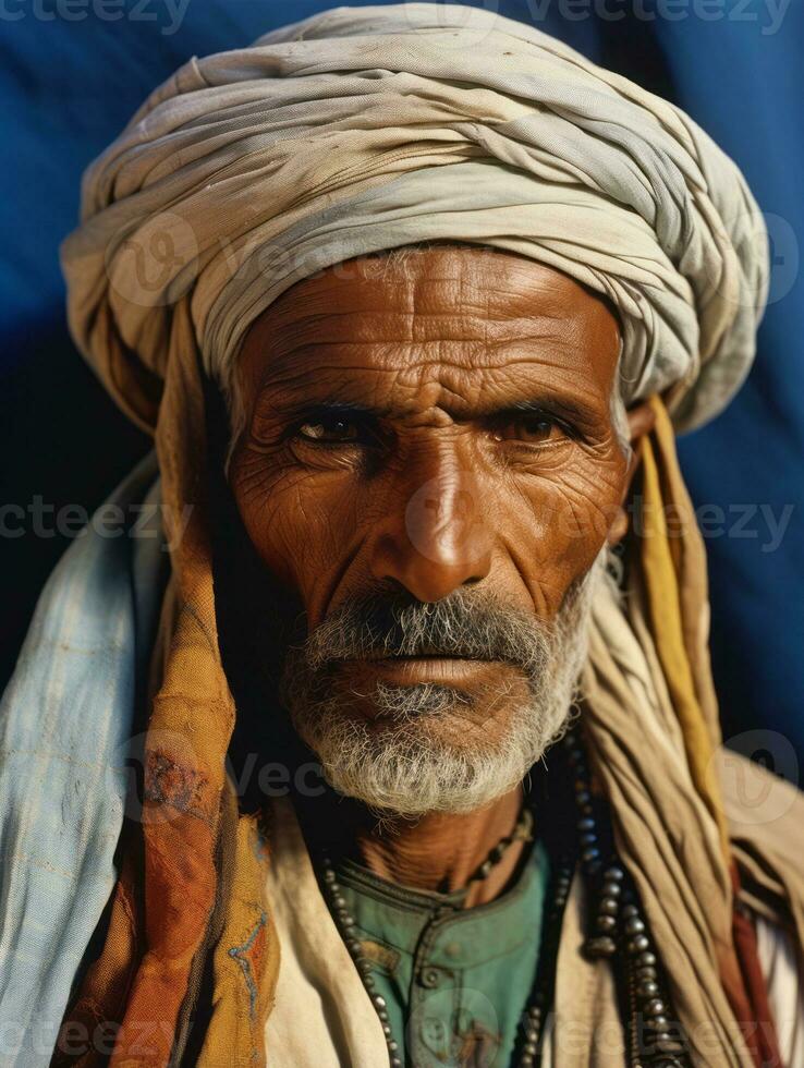 Arabian man from the early 1900s colored old photo AI Generative