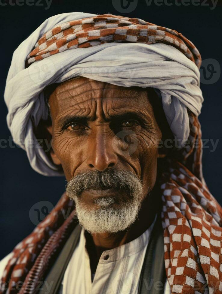 Arabian man from the early 1900s colored old photo AI Generative