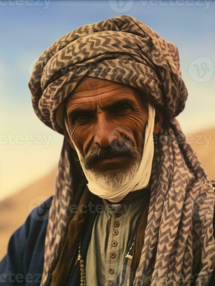 Arabian man from the early 1900s colored old photo AI Generative