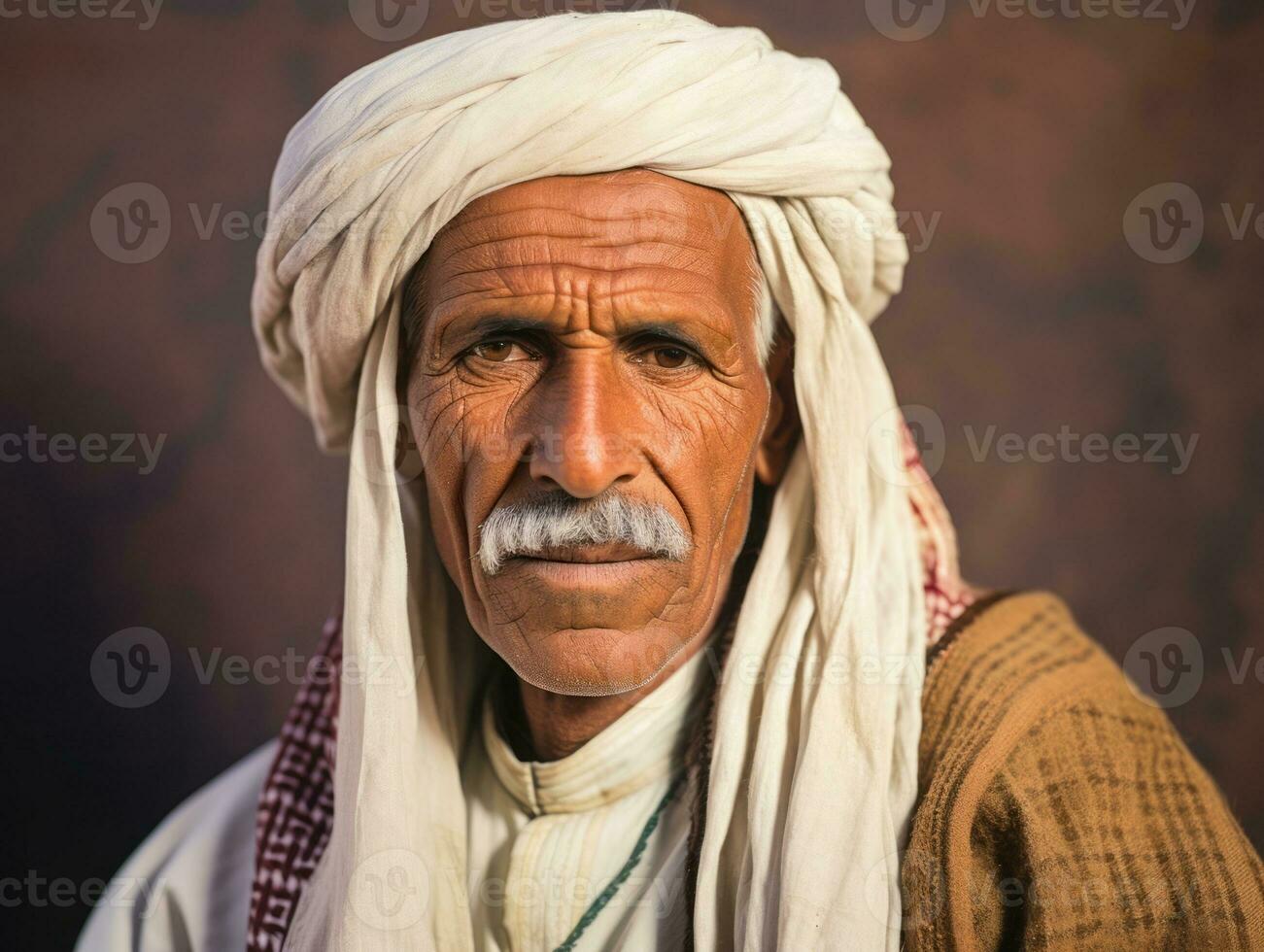 Arabian man from the early 1900s colored old photo AI Generative