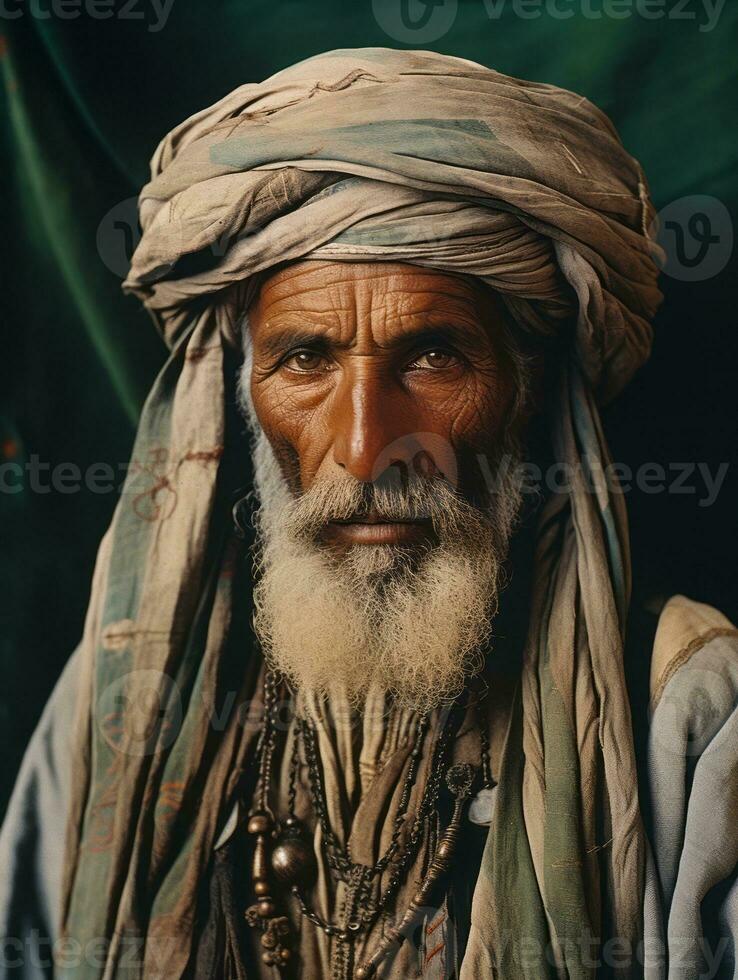 Arabian man from the early 1900s colored old photo AI Generative