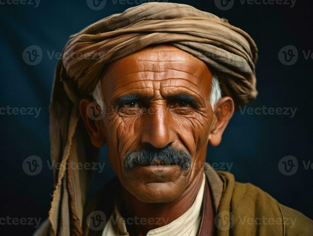 Arabian man from the early 1900s colored old photo AI Generative