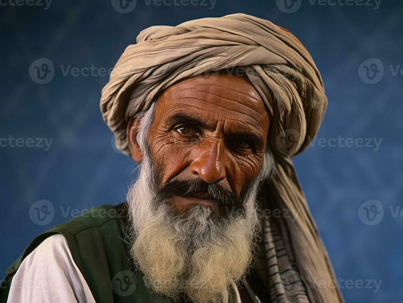 Arabian man from the early 1900s colored old photo AI Generative