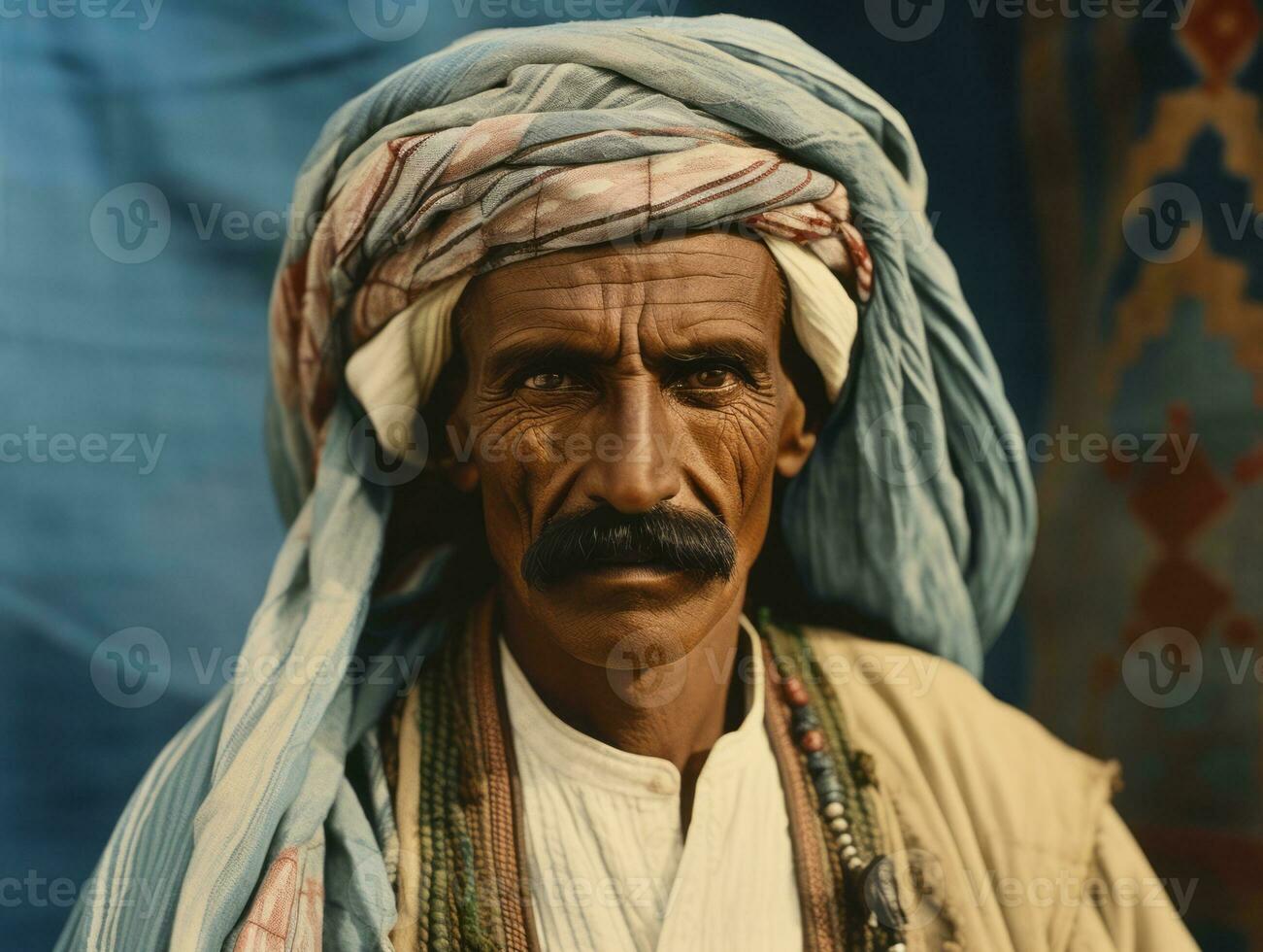 Arabian man from the early 1900s colored old photo AI Generative