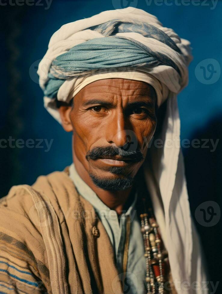 Arabian man from the early 1900s colored old photo AI Generative