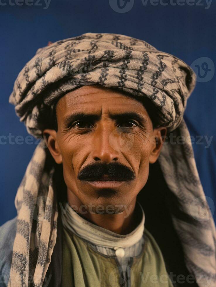 Arabian man from the early 1900s colored old photo AI Generative