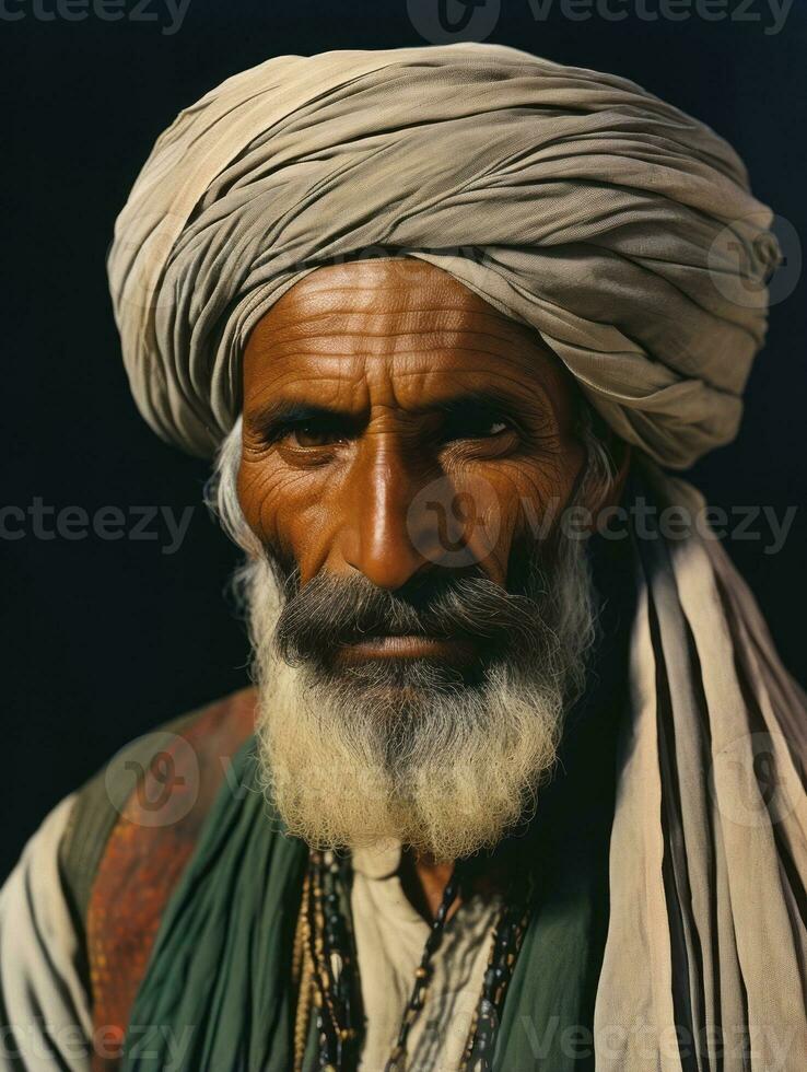 Arabian man from the early 1900s colored old photo AI Generative