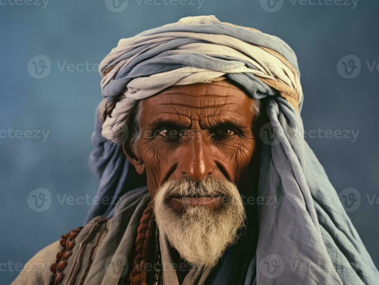 Arabian man from the early 1900s colored old photo AI Generative