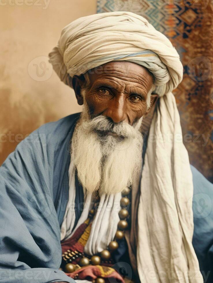 Arabian man from the early 1900s colored old photo AI Generative