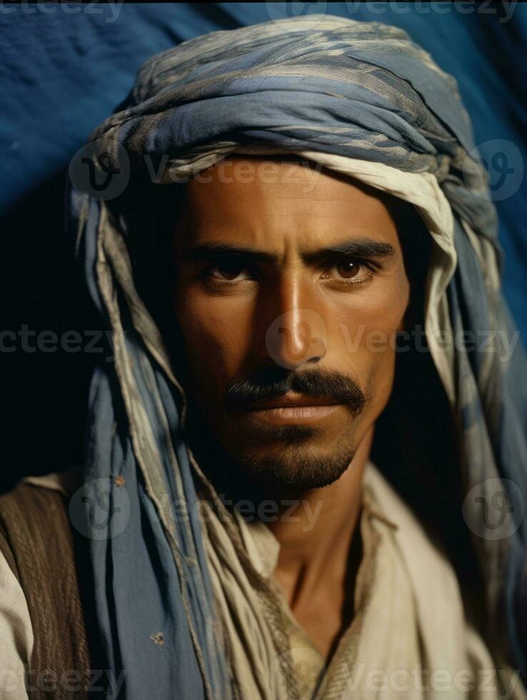 árabe hombre desde el temprano 1900 de colores antiguo foto ai generativo