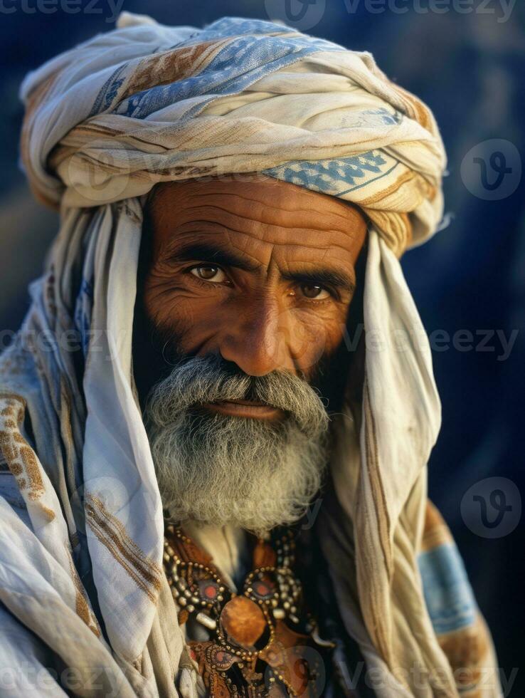 Arabian man from the early 1900s colored old photo AI Generative