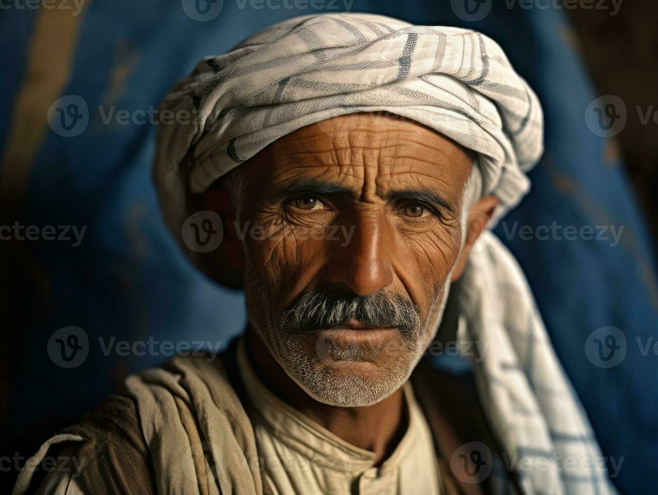 Arabian man from the early 1900s colored old photo AI Generative