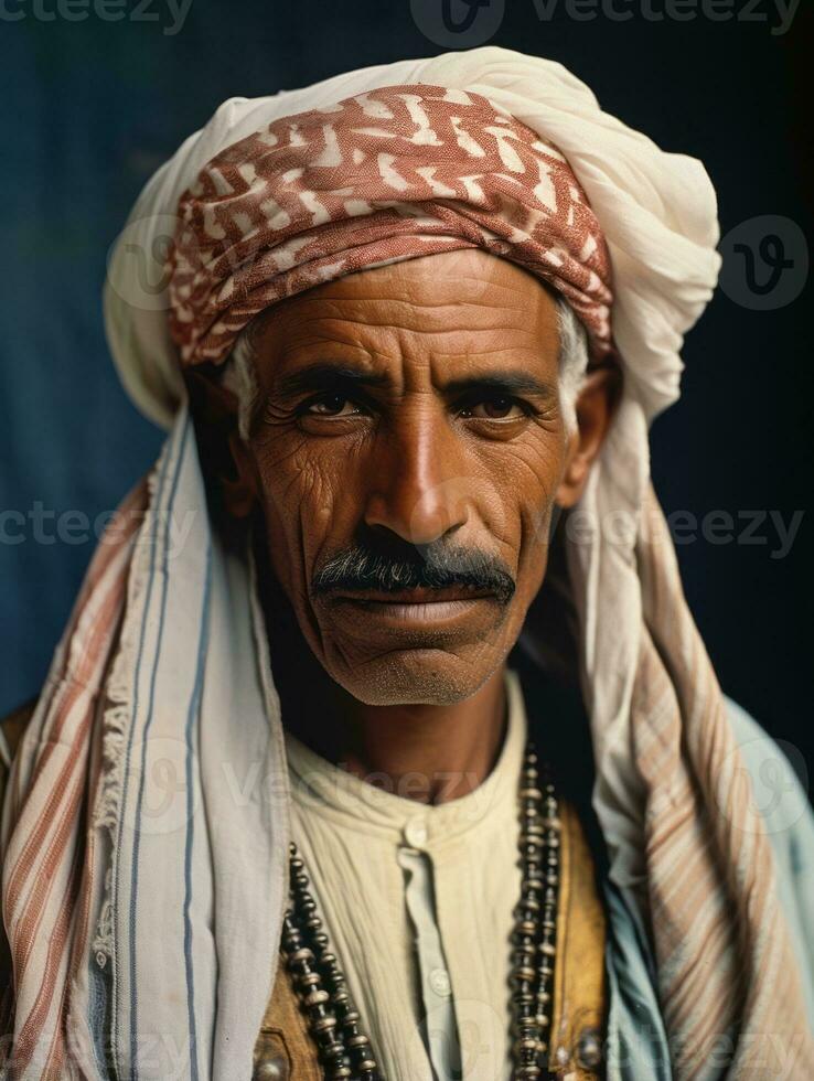 Arabian man from the early 1900s colored old photo AI Generative