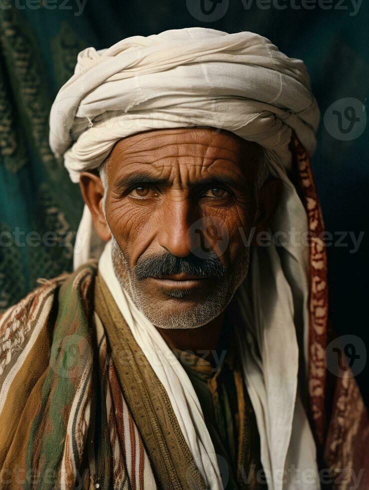 Arabian man from the early 1900s colored old photo AI Generative