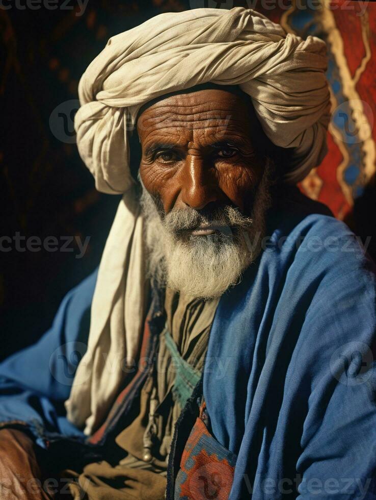 Arabian man from the early 1900s colored old photo AI Generative