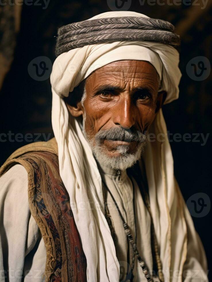 Arabian man from the early 1900s colored old photo AI Generative