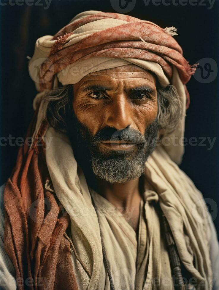 Arabian man from the early 1900s colored old photo AI Generative