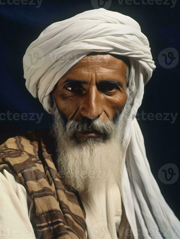 Arabian man from the early 1900s colored old photo AI Generative