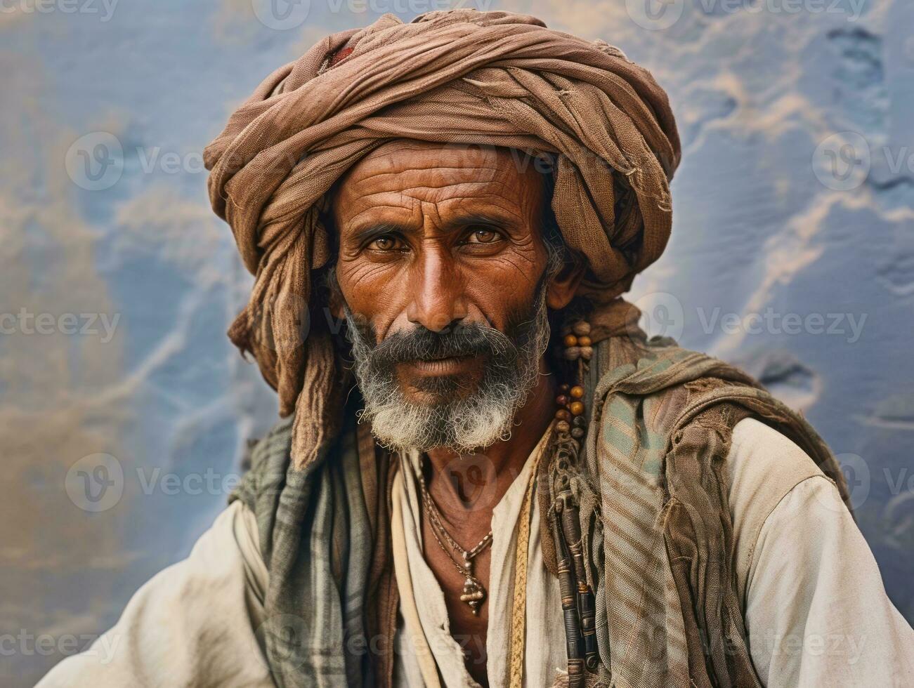 Arabian man from the early 1900s colored old photo AI Generative