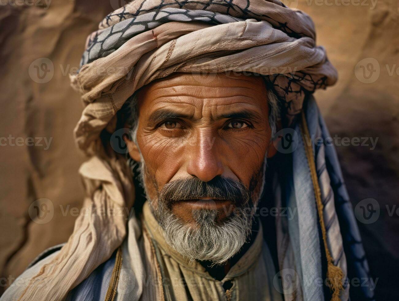 Arabian man from the early 1900s colored old photo AI Generative