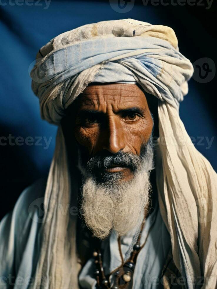 árabe hombre desde el temprano 1900 de colores antiguo foto ai generativo