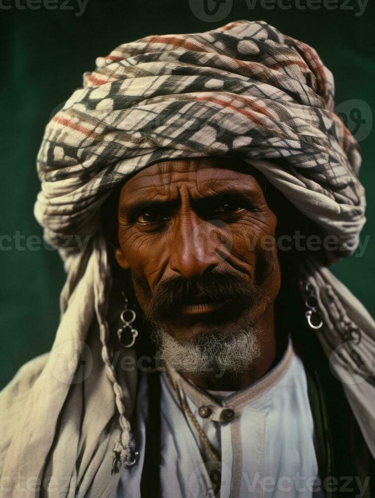 Arabian man from the early 1900s colored old photo AI Generative