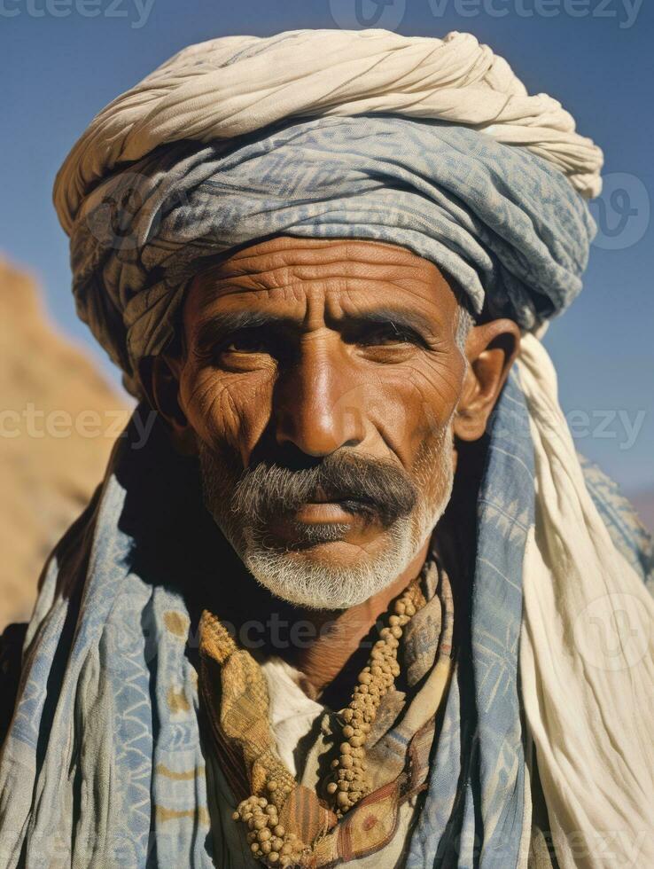 Arabian man from the early 1900s colored old photo AI Generative