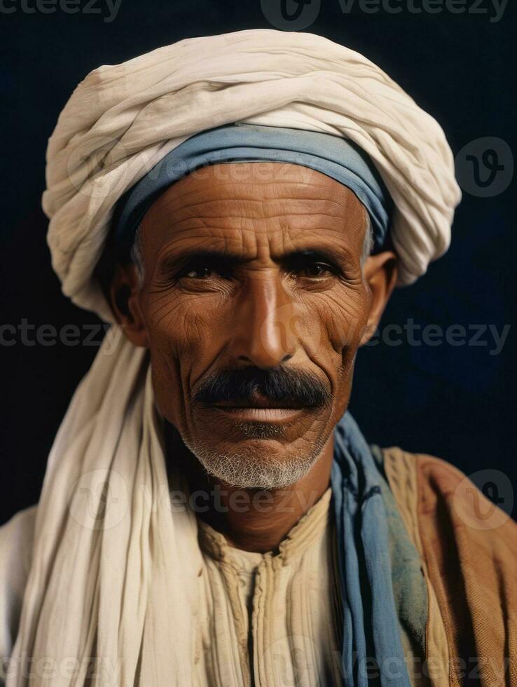 Arabian man from the early 1900s colored old photo AI Generative