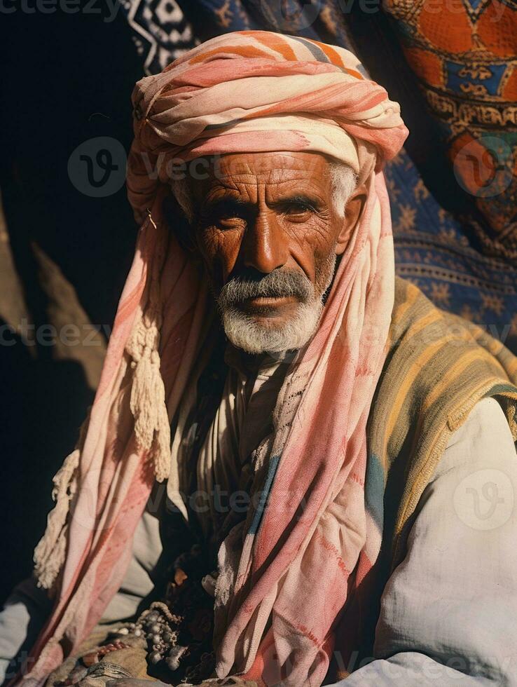 Arabian man from the early 1900s colored old photo AI Generative