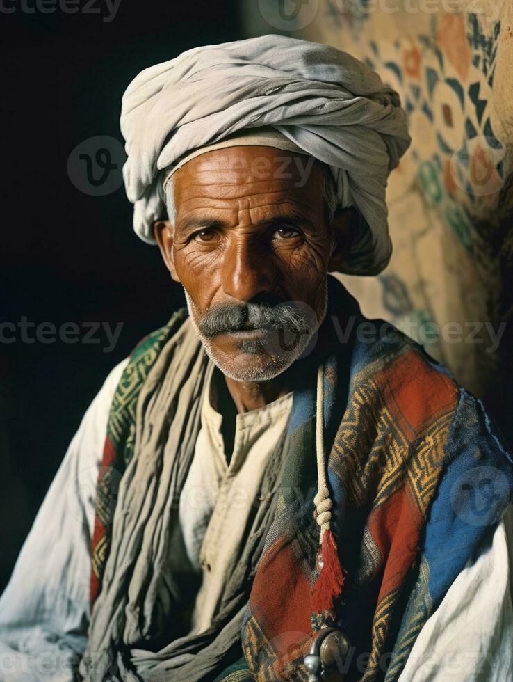 Arabian man from the early 1900s colored old photo AI Generative