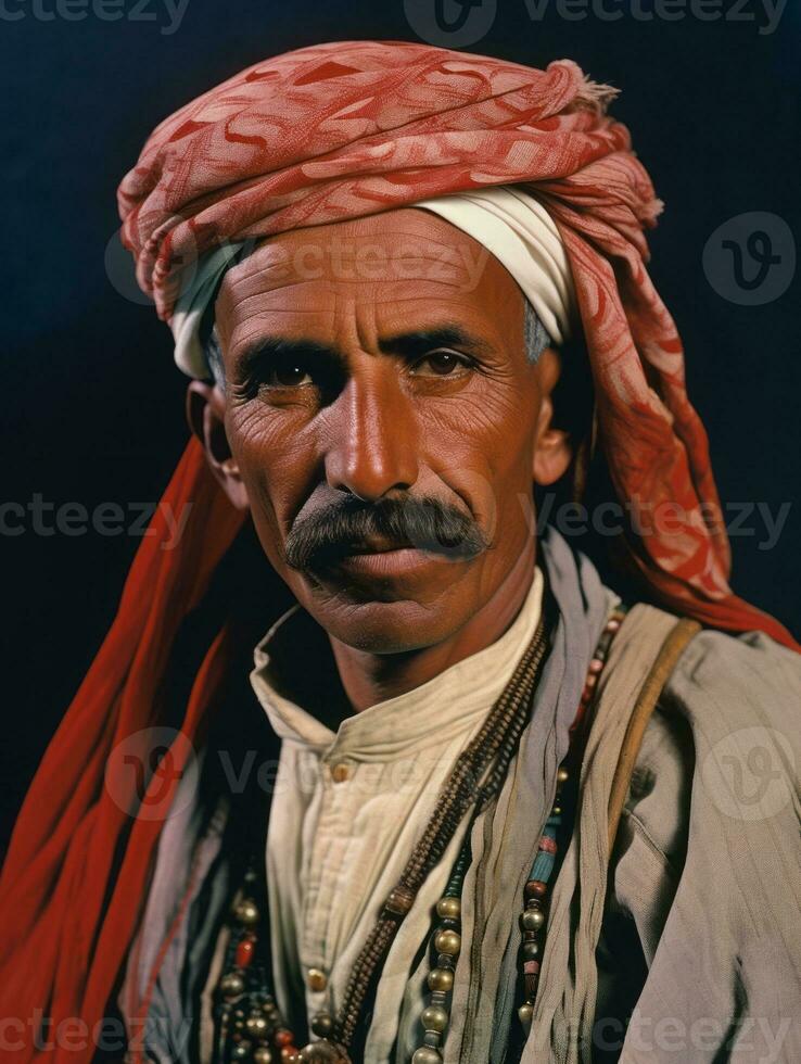 Arabian man from the early 1900s colored old photo AI Generative