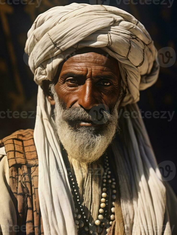 Arabian man from the early 1900s colored old photo AI Generative