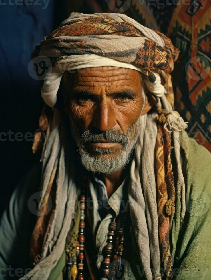 Arabian man from the early 1900s colored old photo AI Generative