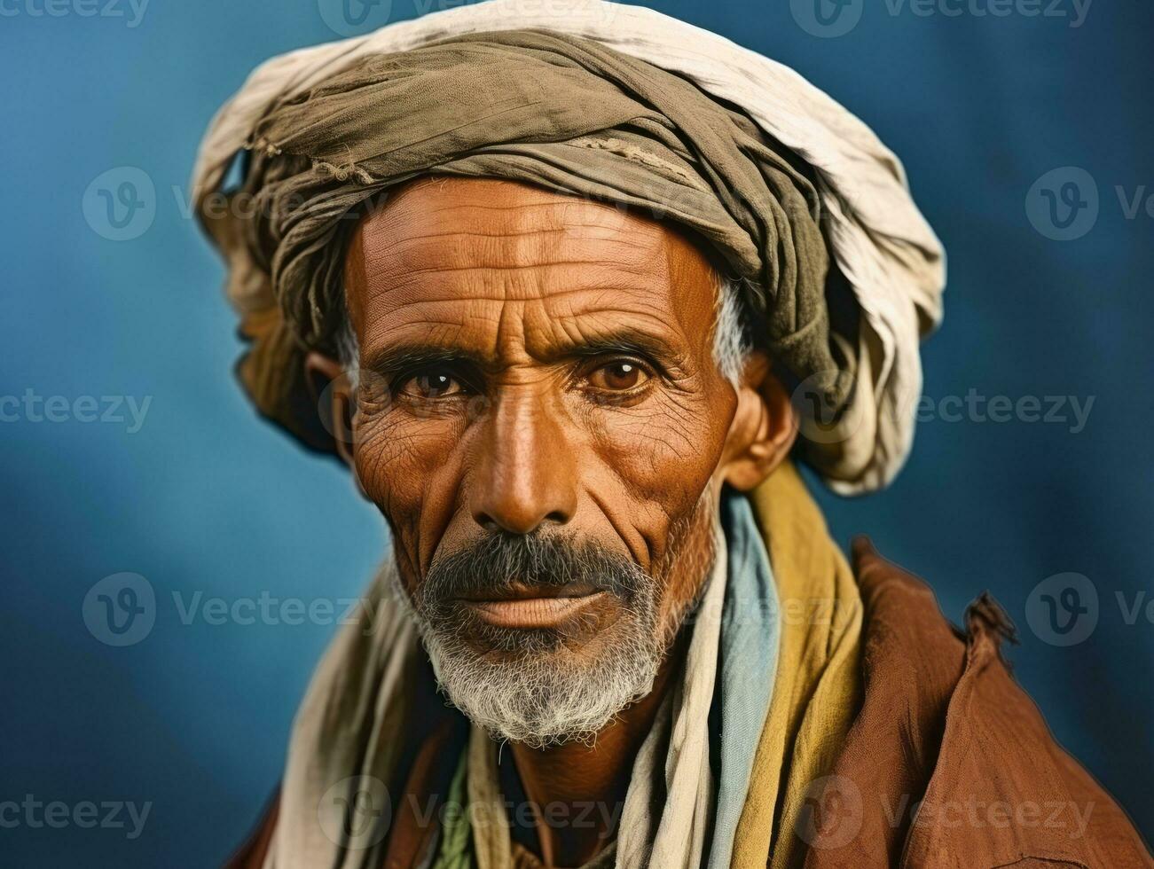 árabe hombre desde el temprano 1900 de colores antiguo foto ai