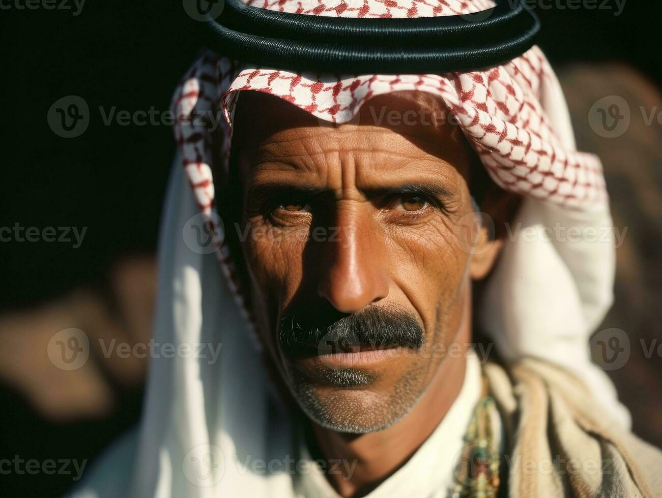 árabe hombre desde el temprano 1900 de colores antiguo foto ai generativo