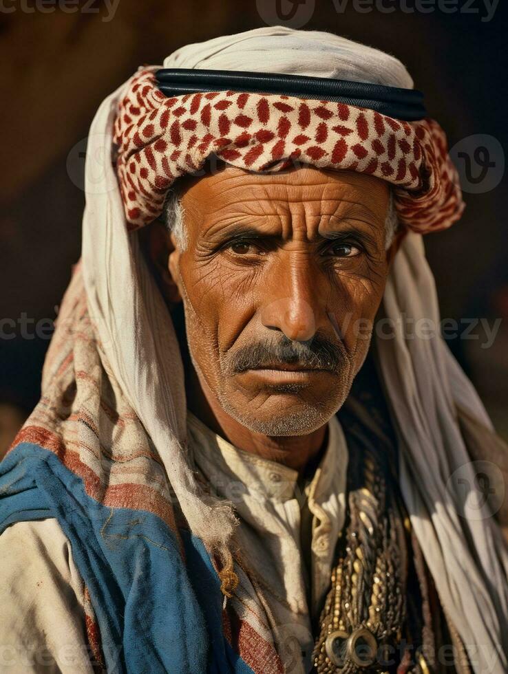 Arabian man from the early 1900s colored old photo AI Generative