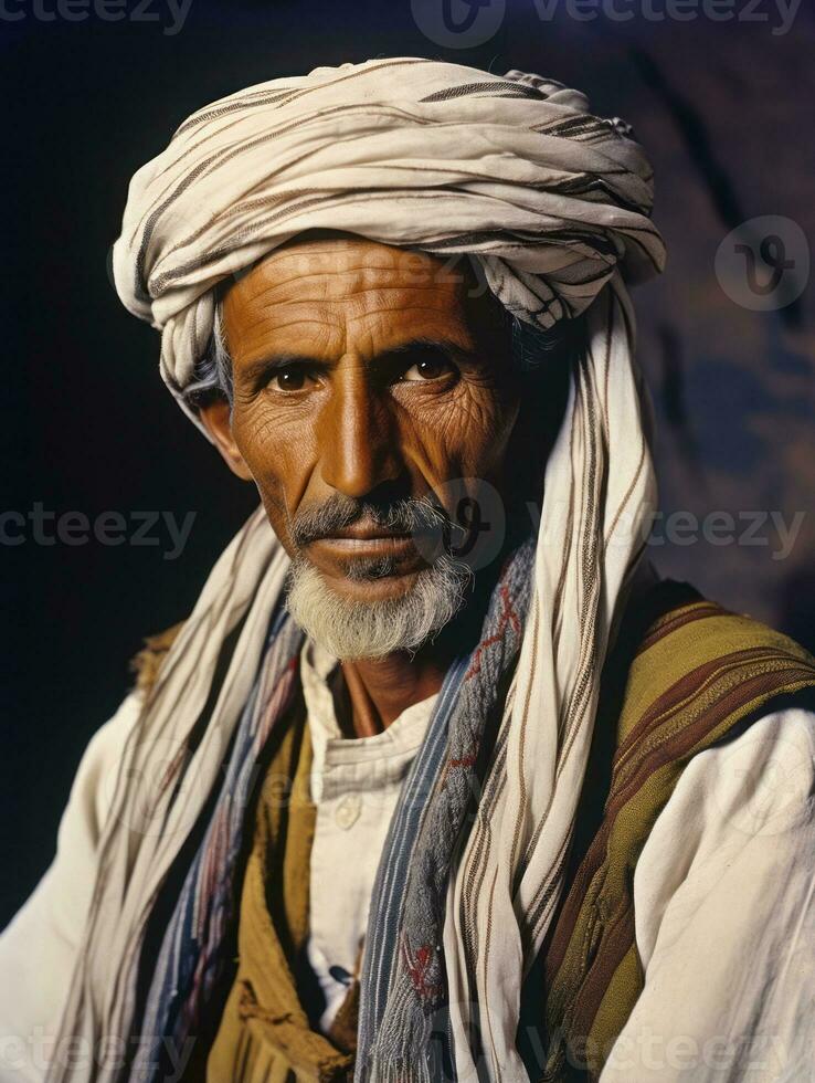 Arabian man from the early 1900s colored old photo AI Generative