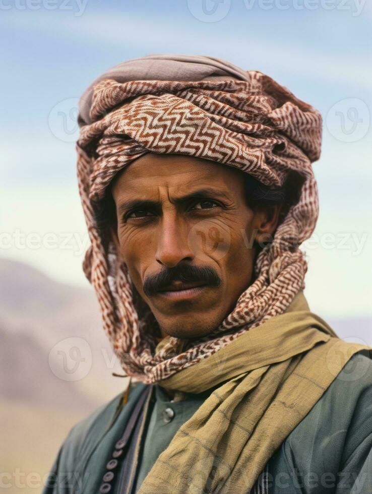 Arabian man from the early 1900s colored old photo AI Generative