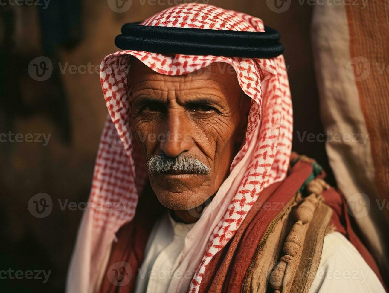 Arabian man from the early 1900s colored old photo AI Generative