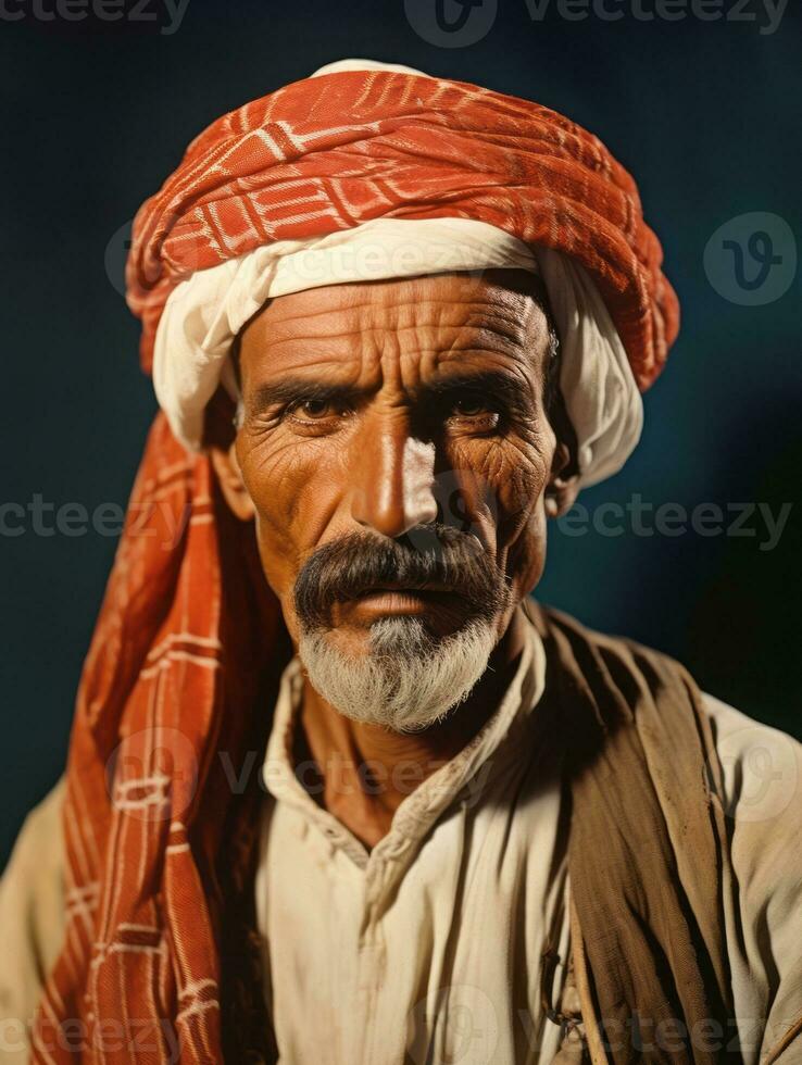 Arabian man from the early 1900s colored old photo AI Generative