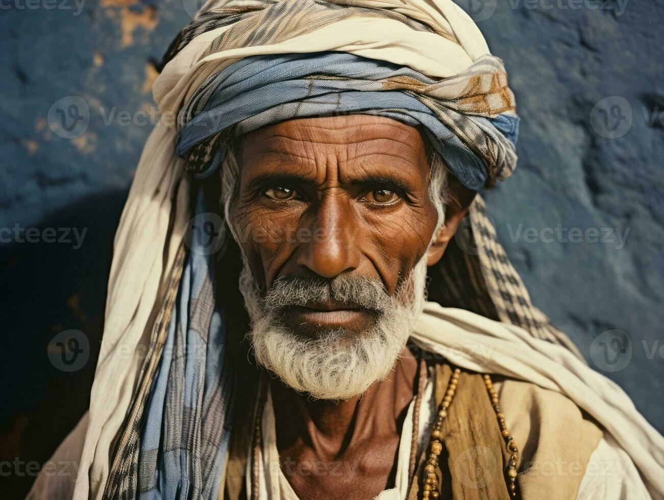 Arabian man from the early 1900s colored old photo AI Generative