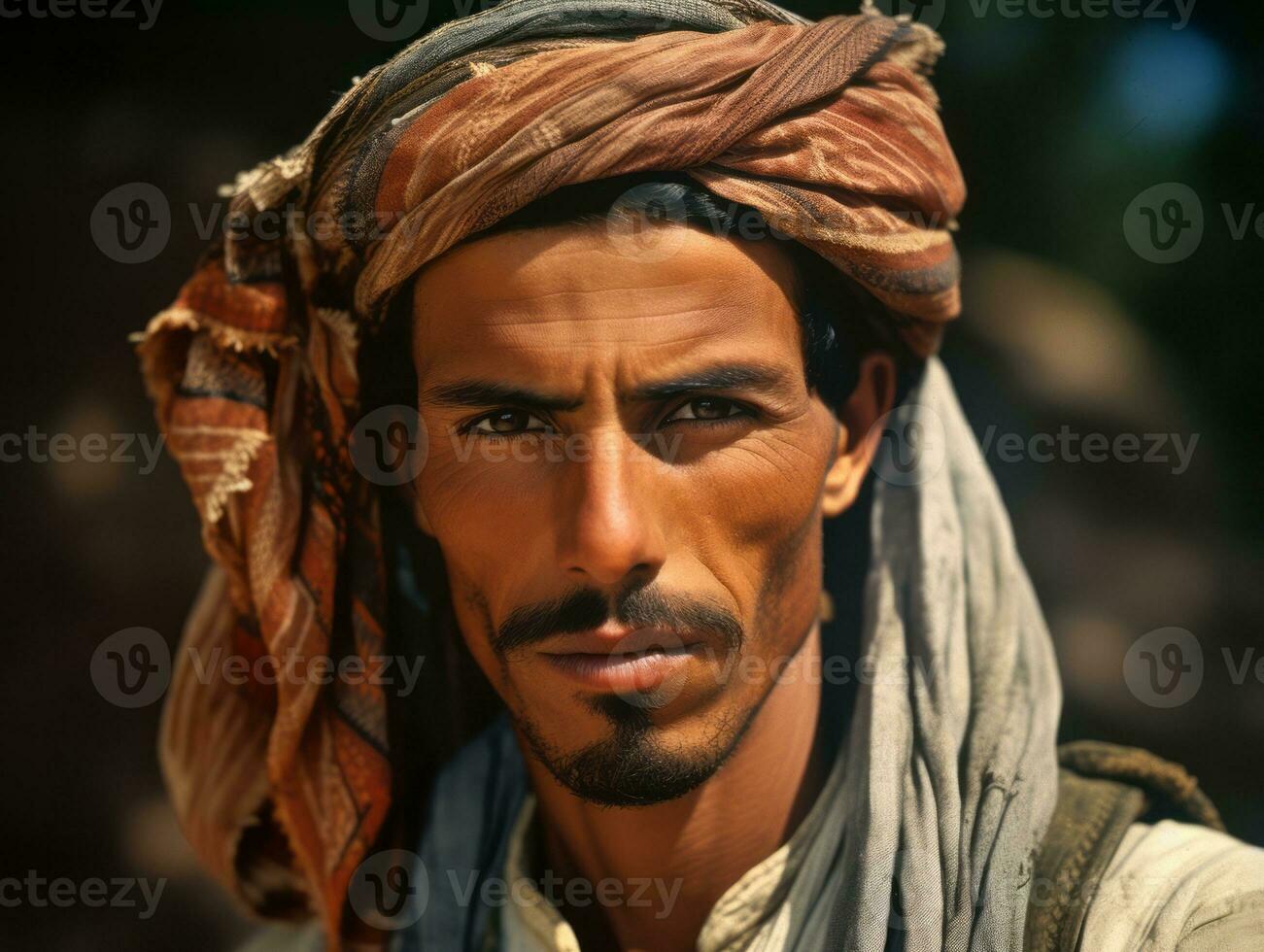 Arabian man from the early 1900s colored old photo AI Generative