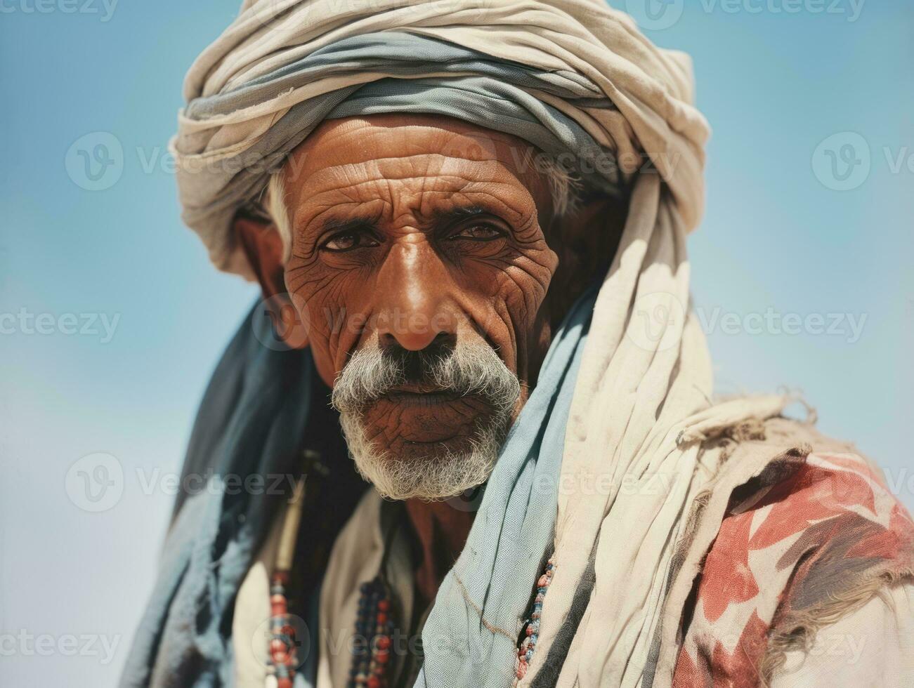 Arabian man from the early 1900s colored old photo AI Generative