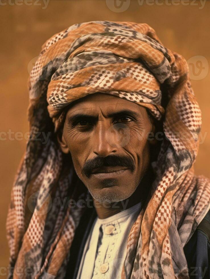 Arabian man from the early 1900s colored old photo AI Generative