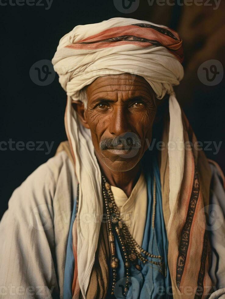 Arabian man from the early 1900s colored old photo AI Generative