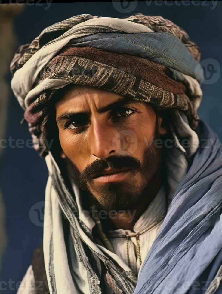 Arabian man from the early 1900s colored old photo AI Generative