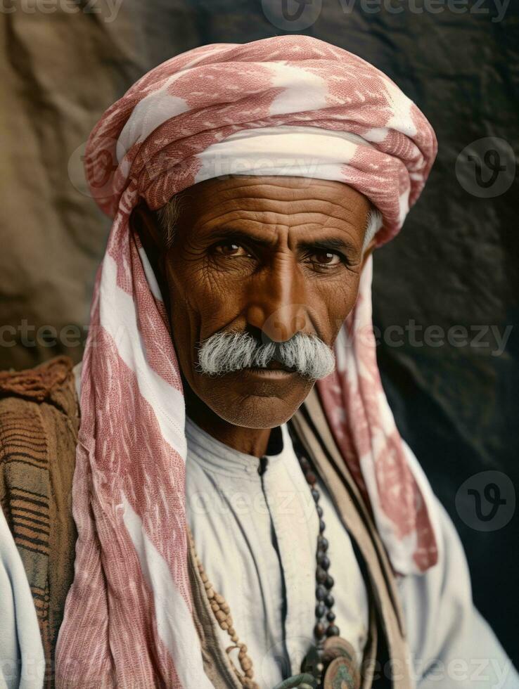 Arabian man from the early 1900s colored old photo AI Generative